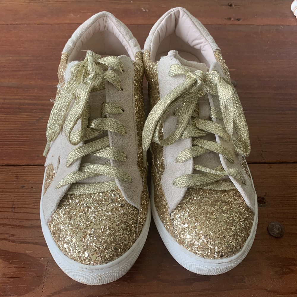 Golden Goose Dupe Gold Glitter Shoes